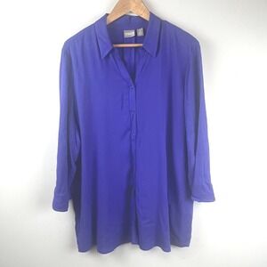 Chicos Purple Button Down Tunic 3 XL